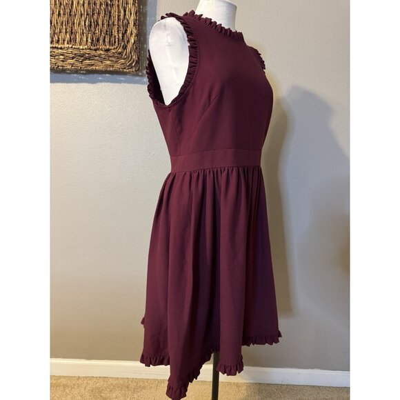 Kate Spade Dress 10 Cherry Burgundy Red Ruffle Trim Stretch Career Church - Picture 10 of 16